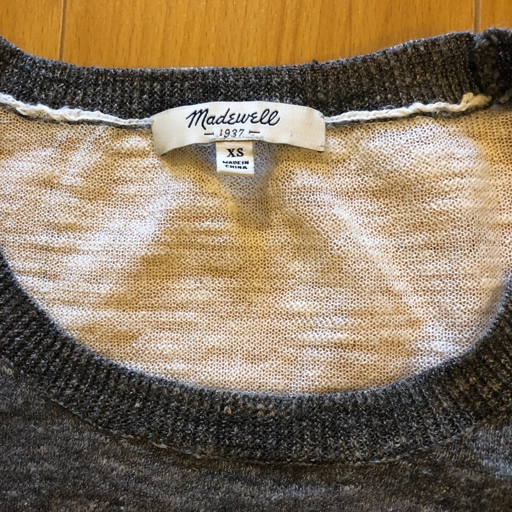 Madewell Linen Blend Colorblock Short Sleeve Top - Picture 4 of 5